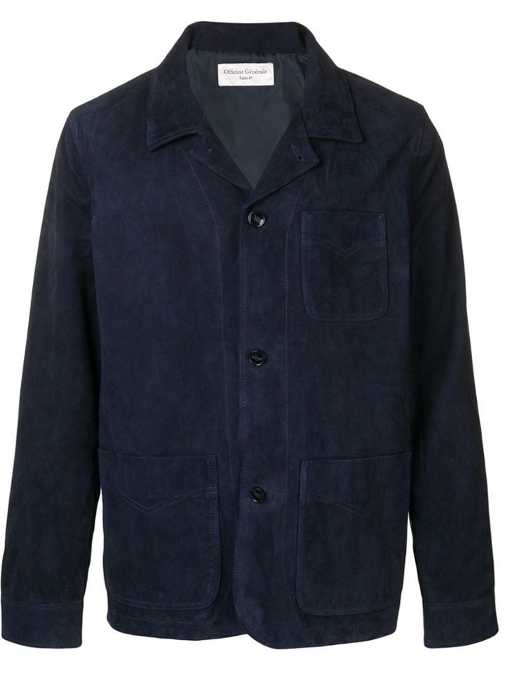 Officine Generale Suede Jacket - Blue