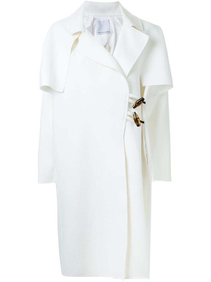 Christopher Esber Caped Resin Toggle Coat, Women's, Size: 6, White, Silk/polyester/spandex/elastane