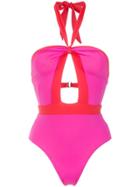Amir Slama Panelled Swimsuit - Pink