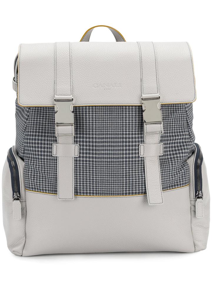 Canali Check Panelled Backpack - Grey