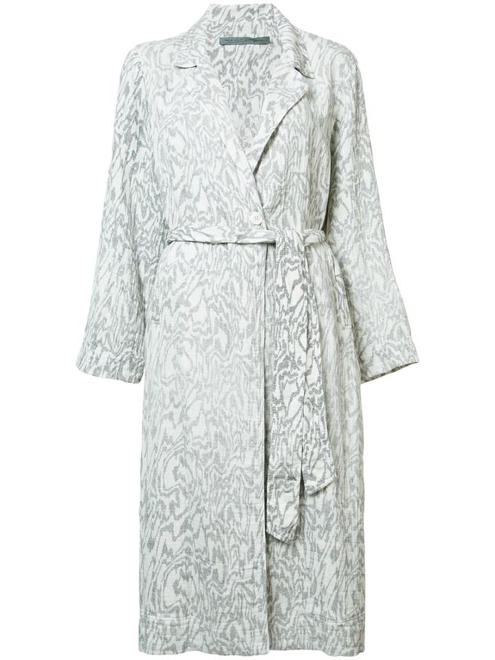 Raquel Allegra Marble Print Trench Coat, Women's, Size: 2, Grey, Cotton