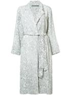 Raquel Allegra Marble Print Trench Coat, Women's, Size: 2, Grey, Cotton