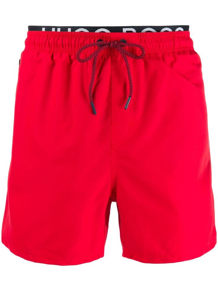 Boss Hugo Boss Logo Waistband Swimming Shorts - Red