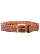 Polo Ralph Lauren Interlaced Leather Belt, Men's, Size: 95, Brown, Leather