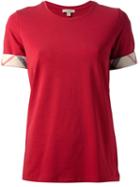 Burberry Brit House Check Cuffs T-shirt, Women's, Size: Xl, Red, Cotton/spandex/elastane