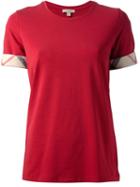 Burberry Brit House Check Cuffs T-shirt, Women's, Size: Xl, Red, Cotton/spandex/elastane