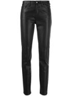 Emporio Armani Faux-leather Skinny Trousers - Black