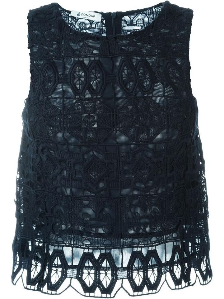 Dondup Embroidered Tank Top, Women's, Size: 38, Blue, Cotton/polyester/polyamide/spandex/elastane