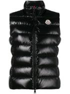 Moncler Patent Appliqué Logo Puffer Gilet - Black