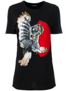 Neil Barrett Mechanical Owl Print T-shirt, Women's, Size: Small, Black, Cotton