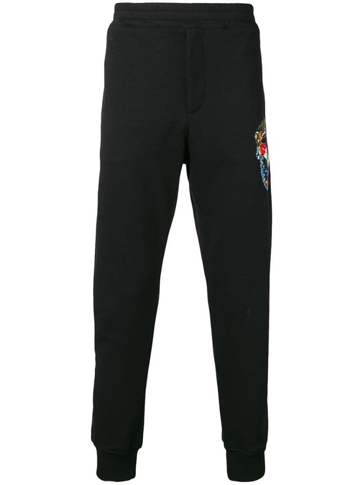 Alexander Mcqueen Skull Embroidered Track Pants - Black