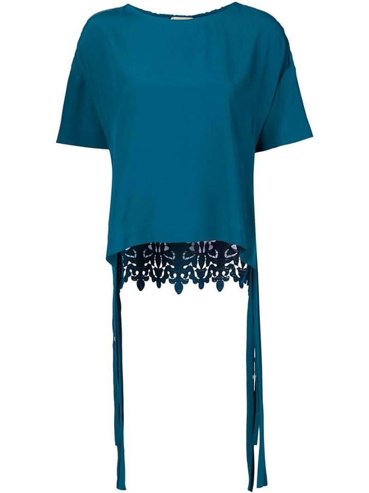 No21 - Macramé Back Top - Women - Silk/polyester/acetate - 40, Blue, Silk/polyester/acetate
