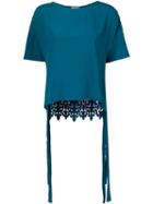No21 - Macramé Back Top - Women - Silk/polyester/acetate - 40, Blue, Silk/polyester/acetate
