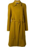 Rochas Patch Pocket Trench Coat, Women's, Size: 42, Yellow/orange, Silk/polyamide/viscose/wool