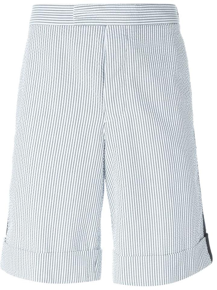 Moncler Gamme Bleu Striped Shorts, Men's, Size: 4, Cotton