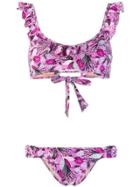 Emmanuela Swimwear Lisa Floral Print Ruffled Bikini - Purple