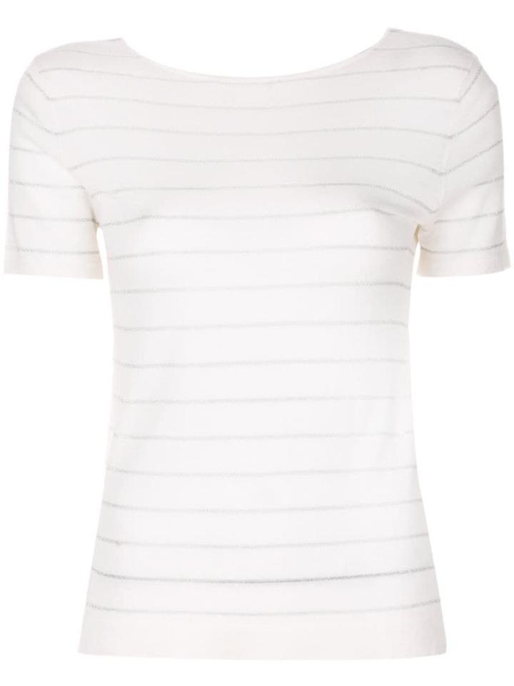 Cashmere In Love Cashmere Carly Lurex Knitted Top - White