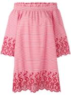 P.a.r.o.s.h. - Striped Off Shoulder Dress - Women - Cotton/polyamide/polyester/spandex/elastane - S, Women's, Red, Cotton/polyamide/polyester/spandex/elastane