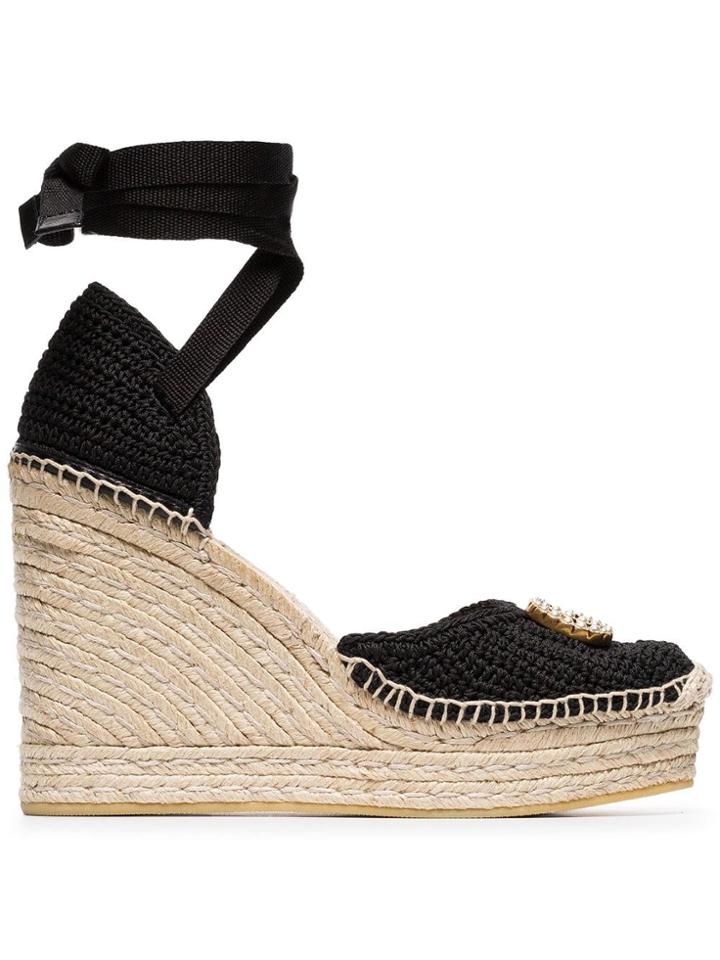Gucci Black Lilibeth 85 Raffia Sandals