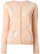 Blumarine Rhinestone Embellished Cardigan, Women's, Size: 40, Yellow/orange, Polyester/viscose