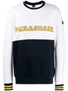Paul & Shark Logo Printed Two-tone Sweatshirt - White