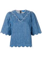 Mih Jeans Pinstripe Blouse - Blue