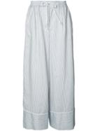 Sacai Wide-fit Pinstripe Trousers, Women's, Size: 1, Blue, Cupro/polyester