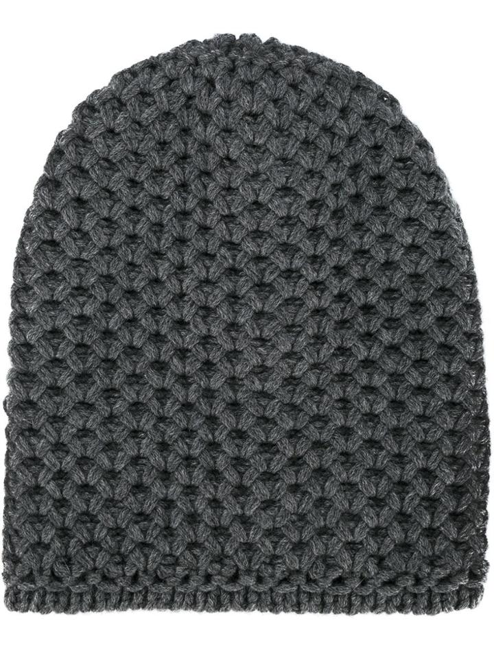 Inverni Chunky Wool Knit Beanie - Grey