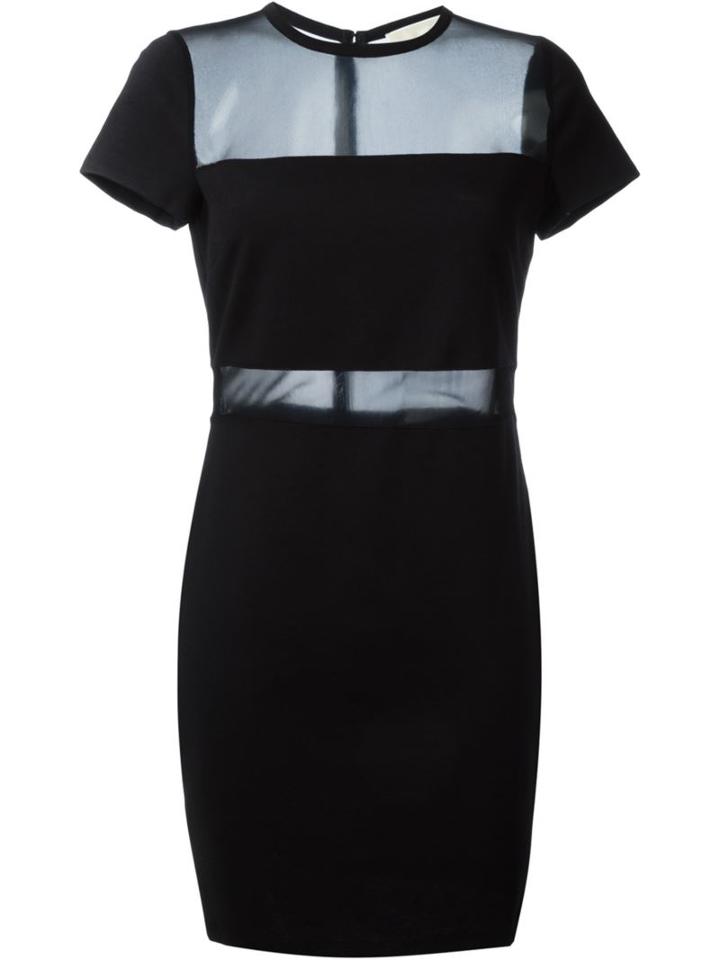 Michael Michael Kors Sheer Panel Dress, Women's, Size: Medium, Black, Cotton/nylon/spandex/elastane