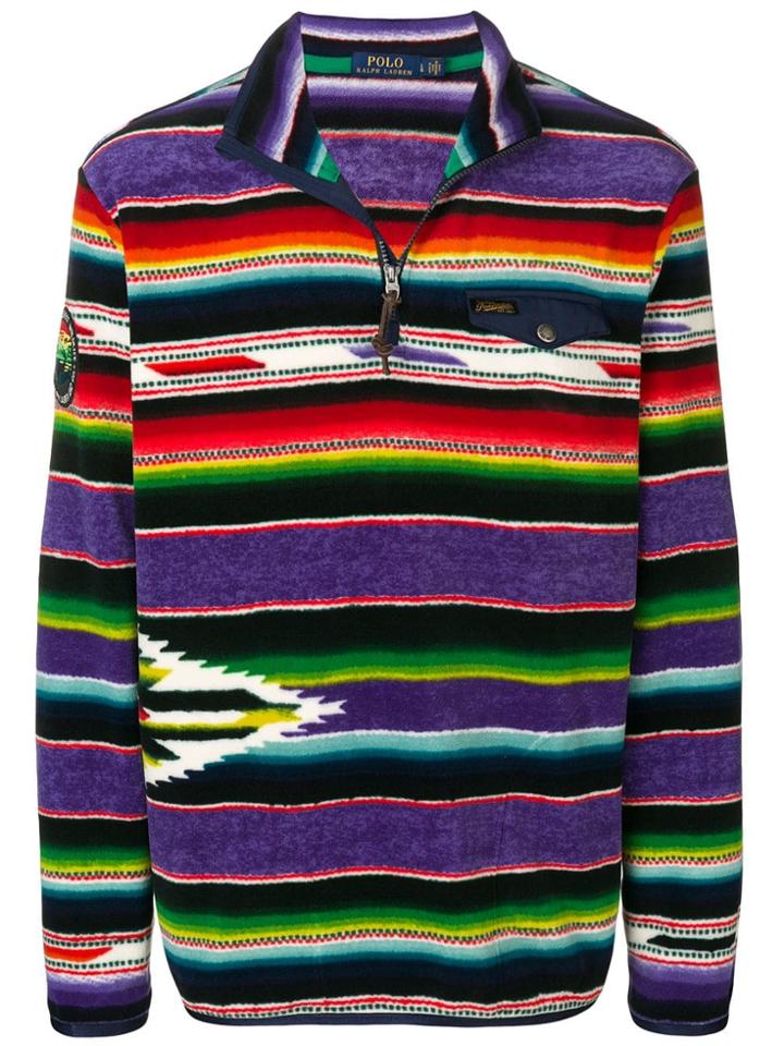 Polo Ralph Lauren Striped Zipped Sweater - Purple
