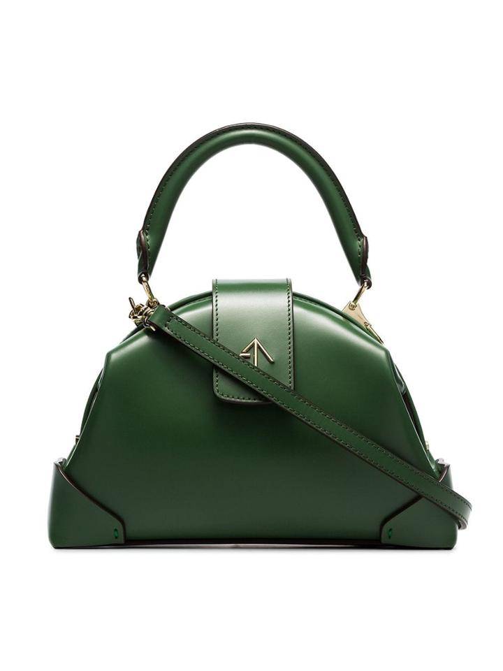 Manu Atelier Jade Green Demi Top Handle Leather Handbag