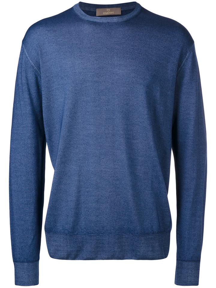 Cruciani Slim Fit Jumper, Men's, Size: 54, Blue, Wool