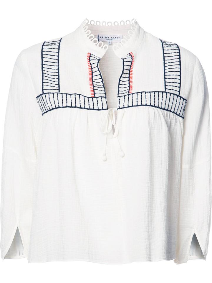Apiece Apart - Embroidered Loreto Blouse - Women - Cotton - 2, White, Cotton