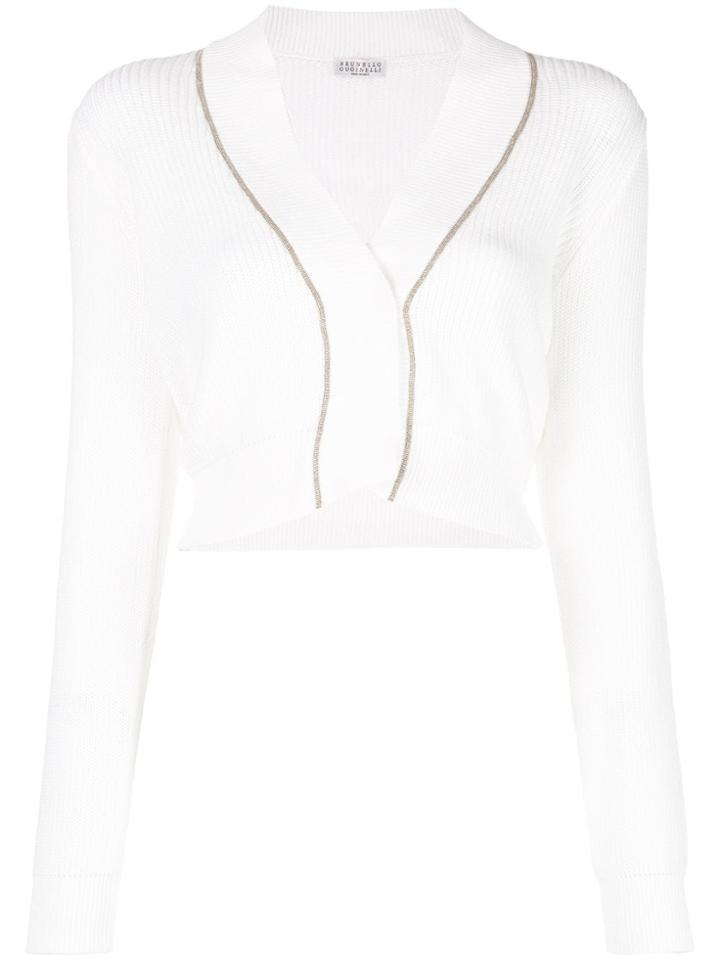 Brunello Cucinelli Ribbed Knitted Cardigan - White