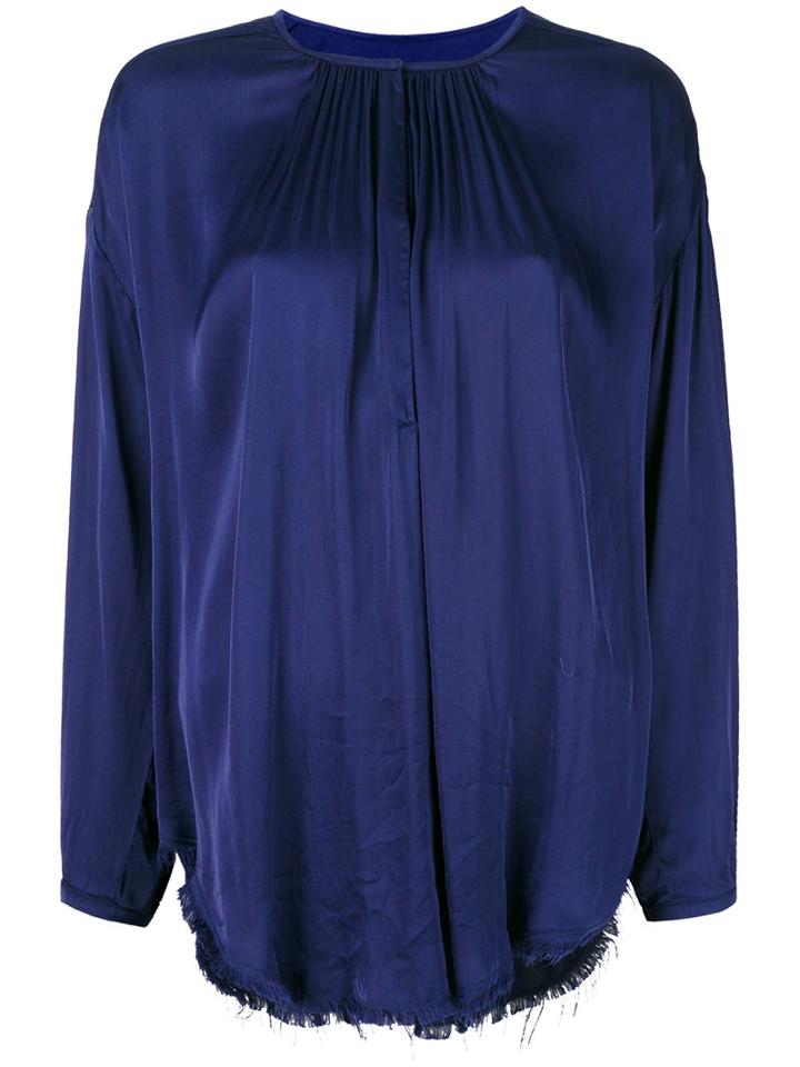 Raquel Allegra Shirred Peasant Blouse, Women's, Size: 1, Blue, Viscose/cotton