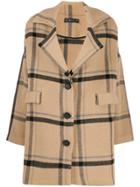 Phisique Du Role Checked Single-breasted Coat - Brown