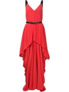 Vera Wang Draped Belted Gown, Women's, Size: 4, Red, Silk