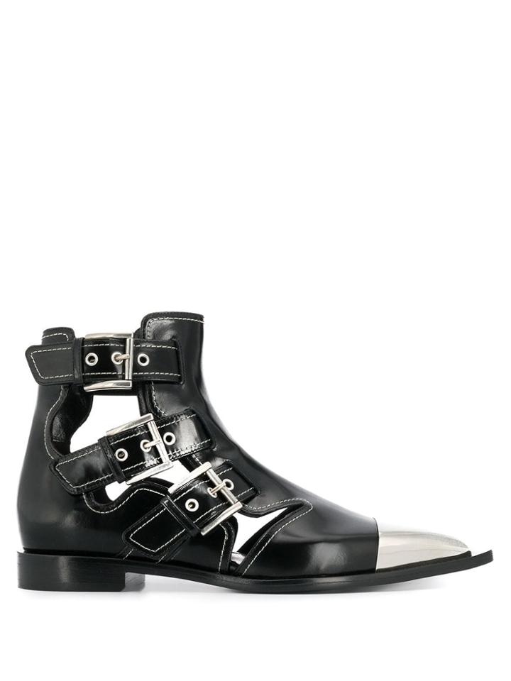 Alexander Mcqueen Buckled Ankle Boot - Black