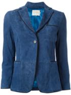 L'autre Chose Suede Blazer, Size: 42, Blue, Calf Leather/nylon
