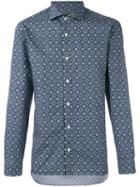 Z Zegna - Tiled Pattern Shirt - Men - Cotton - 43, Blue, Cotton