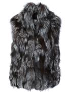 Vince Sleeveless Jacket, Women's, Size: Medium, Grey, Viscose/polyester/fox Fur