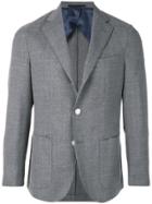 Barba Fitted Button Up Blazer - Grey