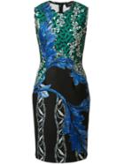 Yigal Azrouel Floral Print Fitted Dress, Women's, Size: 4, Blue, Polyester/spandex/elastane