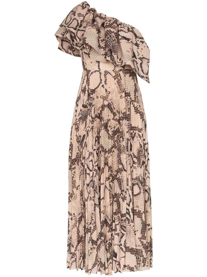 Solace London Rosa Snakeskin-effect Maxi Dress - Brown