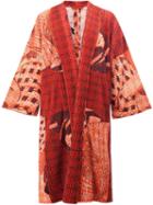 Homme Plissé Issey Miyake - Abstract Print Kimono Coat - Men - Polyester - 1, Red, Polyester