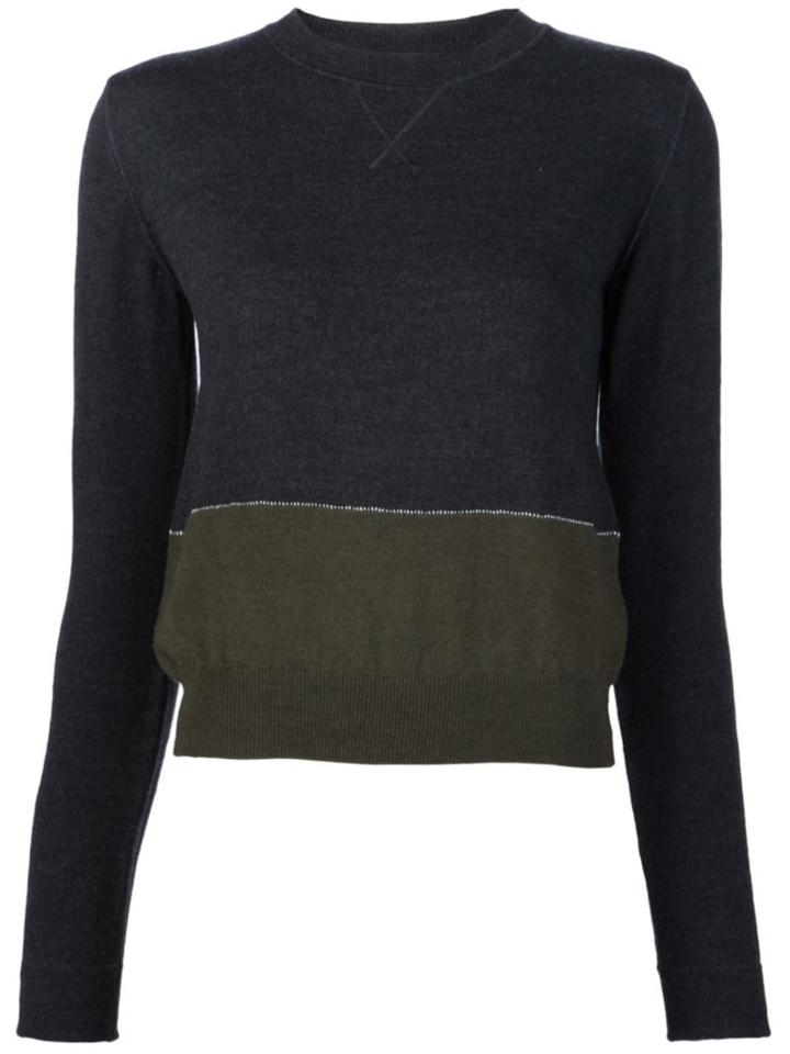 Mm6 Maison Margiela Contrast Hem Jumper, Women's, Size: Large, Grey, Wool