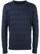 Roberto Collina Embossed Stripes Jumper, Men's, Size: 52, Blue, Merino