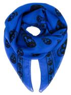 Alexander Mcqueen 'skull' Scarf, Adult Unisex, Blue, Silk