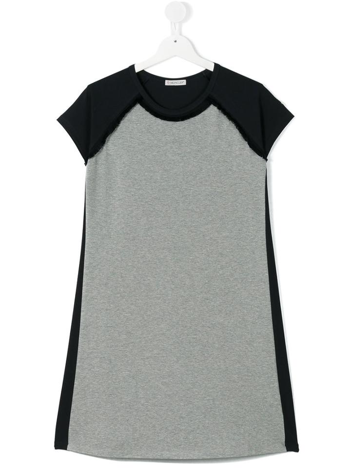 Moncler Kids - Contrast Panel Dress - Kids - Cotton/spandex/elastane - 14 Yrs, Grey