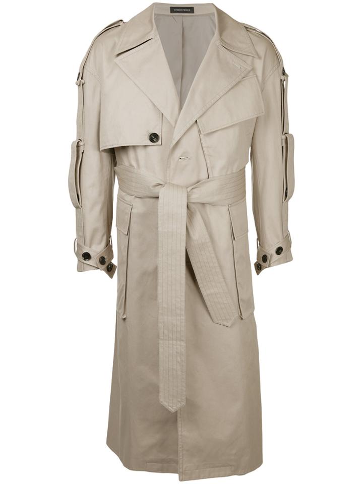 Consistence Epaulettes Detailed Trench Coat - Nude & Neutrals
